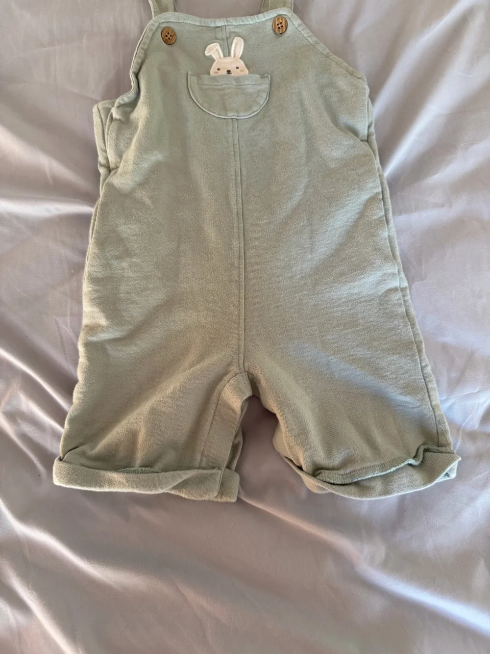 Carter's Light Green Bunny Embroidered Sleeveless Cotton Overall 18M Easter